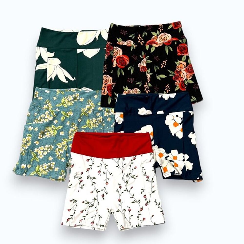 One Size Floral Yoga Shorts Bundle